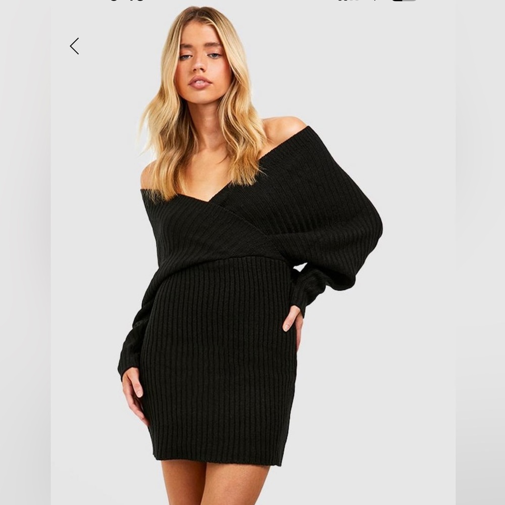Boohoo Off the Shoulder Rib Knit Dress, Size Small